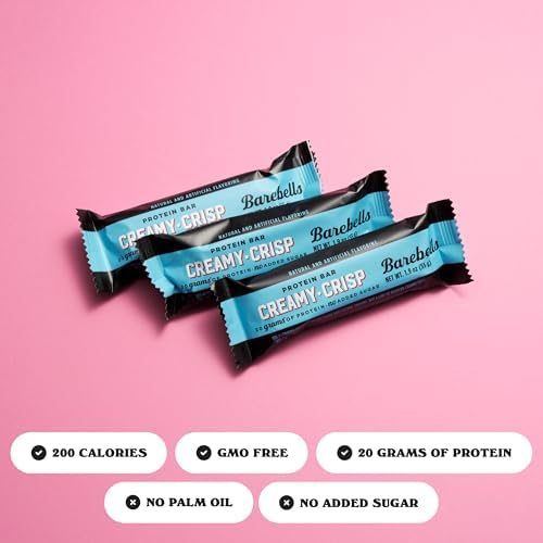 Barebells Protein Bars Creamy Crisp - 12 Count, 20g High Protein Treats - Chocolate Nutrition Bar with 1g Total Sugars - On-The-Go Breakfast or Post-Workout Snack
