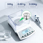 Antstone Lab Scale 500g x 0.001g Accuracy Digital Scientific 1mg Scale Laboratory Precision Analytical Balance with Windshield 001 Gram Readability Digital Jewelry Weighing Scale with 200g Weight