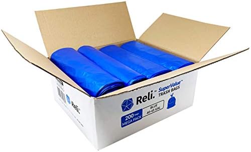 Reli. SuperValue 40-45 Gallon Recycling Bags | 200 Count | Blue Trash Bags | Made in the USA