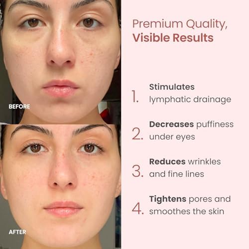 PLANTIFIQUE Face Roller and Gua Sha Rose Quartz Certified | Gifts | Guasha Tool for Face | Jawline Shaper | Your Skin Care Routine