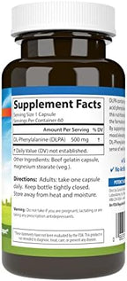 Carlson DLPA DL-Phenylalanine 500 mg Mood, Cognitive & Nervous System Support Supplement - 60 Capsules