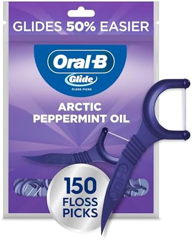 Oral-B Glide Peppermint Dental Floss Picks with Arctic Peppermint Oil Flavor, 150 Picks