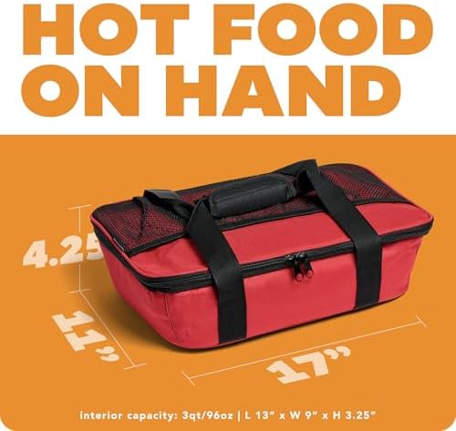 HOTLOGIC Max Large Portable Electric Food Heater - Innovative Food Warmer and Heated Lunch Box for Adults Car/Home - Easily Cook, Reheat, and Keep Your Food Warm - RED - 120V
