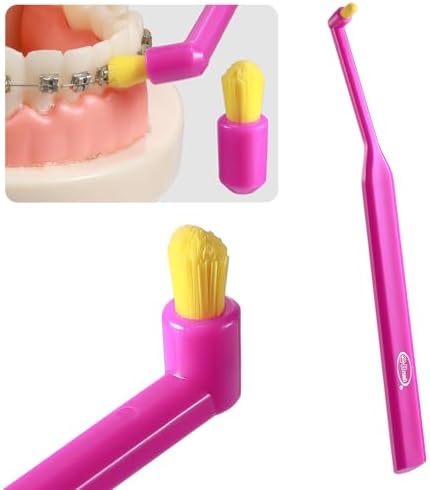 B Rush Small-Head Orthodontic Toothbrush- End Tuft Brush, Single Tufted Toothbrush Dental Toothbrushes for Braces, Interdental Interspace Brush for Detail Cleaning, Pack of 5
