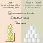 25 Pack Reusable Paper Towels, Paperless Towels Roll Washable Cotton Cloth for Kitchen Towels Zero Waste Products Alternative Paper Towels Alternative (Flower-A)