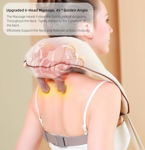 Neck Massager Shoulder And Back Cordless With Heat, Electric Neck Shiatsu Massager Back Neck Pain Relief Electric Massager Cushion For Neck Shoulder Back