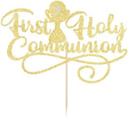 First Communion Cake Topper,God Bless,First Holy Communion Decoration,Featured God Christian Baptism/Confirmation/Baby Shower/Birthday/Sacrament Party Decoration supplies