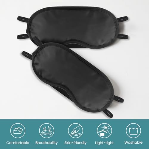 60 PCS Sleep Eye Masks Blindfolds - Light-Tight with Nose Pad & Adjustable Strap, Bulk Comfortable Breathable Party Supplies for Team Building Travel, Black Eye Cover for Women Men