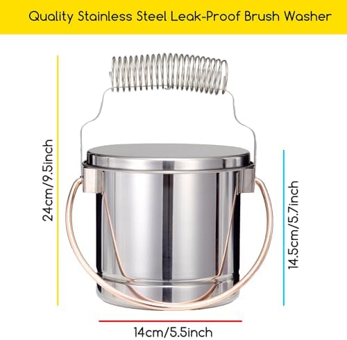 MEEDEN Portable Paint Brush Washer: Stainless Steel Artist Brush Cleaner with Extra Large Capacity - Paint Brush Holder for Oil & Acrylic Painting