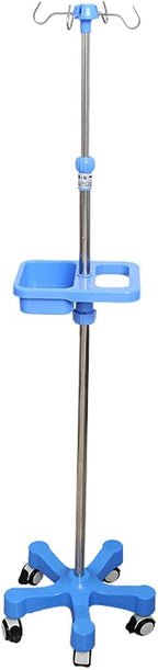 IV Poles Stand Medical Infusion Stand IV Pole Drip Stand - Stainless Steel Drip Stand with Tray/armrest - 5 Wheels with Brake - Heavy ABS Base - Height Adjustable IV Stand