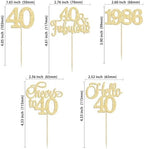 Gyufise 30Pcs 40th Birthday Cupcake Toppers 40 Fabulous Cupcake Picks Cheers to 40 1986 Cake Decorations for Happy 40th Birthday Wedding Anniversary Party Decoration Supplies Gold