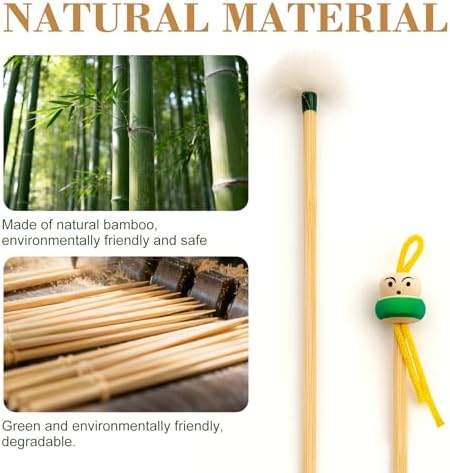 10 Pcs Bamboo Ear Cleaner Set - 5 Cute Doll Spoons & 5 Goose Feather Picks, Gentle Ear Wax Remover Tools for Adults/Kids, Chinese Style Home/Travel Kit