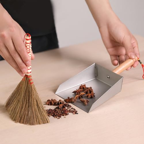 Beaupretty Stainless Steel Small Dustpan with Short Handle Lightweight Metal Dust Pan for Household and Children Compact 8.26X5.51In Tabletop Cleaning Tool