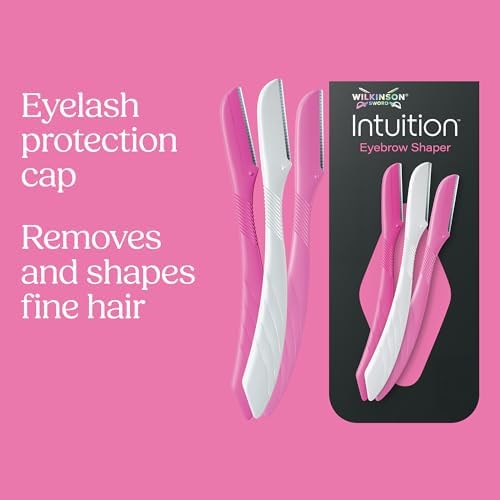 Wilkinson Sword - Intuition Eyebrow Shaper | Facial Hair Remover and Trimmer | Exfoliating Dermaplaning Tool | 3 x Disposable Razors