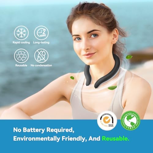 Neck Cooling Tube(with Cooler Bag)，hot Weather Reusable Long-Lasting Cooling Relief Cooler, Suitable for Men and Women Outdoor and Indoor, Sports, Travel use(Black)