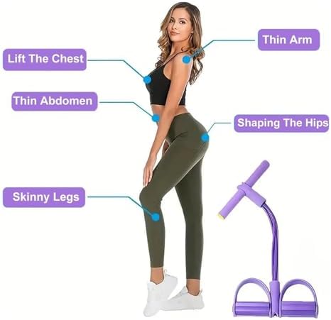Pedal Resistance Band with Handle, 6-Tube Multifunction Stretching Workout for Abdomen Waist Arms Legs Training (Purple)