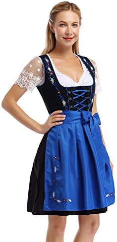 GloryStar Women's German Dirndl Beer Dress 3 Pieces Costumes for Bavarian Oktoberfest Carnival Festival