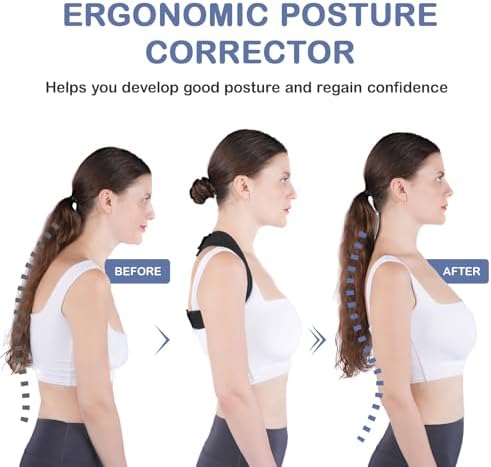 Posture Corrector for Women & Men - Adjustable Upper Back Brace Straightener Suitable for Lumbar, Shoulder, Neck, Scoliosis, Providing Comfortable Elastic Support and Pain Relief