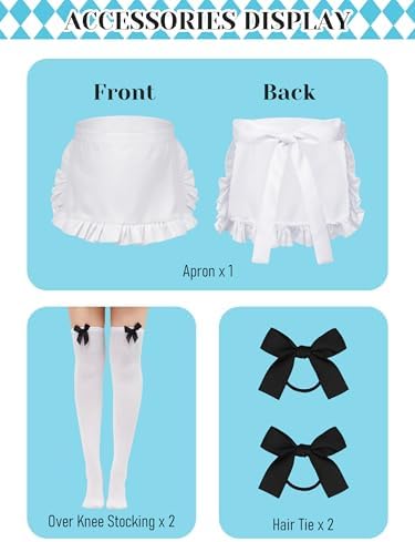 SOMSOC Women's Oktoberfest Costume German Bavarian Costume Outfit Dirndl Dress Bow Hair Ties for Oktoberfest Halloween Party