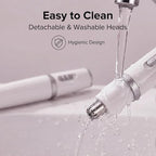 Nose Hair Trimmer for Women Men,Ear and Nose Trimmer for Eyebrow & Facial Hair Removal,Painless Dual Blades, Waterproof, Compact for Travel Nasal Hair Cutter, Battery Not Included,White