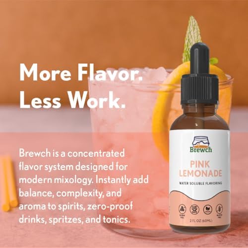 Brewch Pink Lemonade Extract 2oz | Natural, Sugar-Free, Water-Soluble, 2x Super Strength Lemonade Flavoring for Making Natural Beverages, Syrups, Homebrew, Cocktails, Frosting & Baking