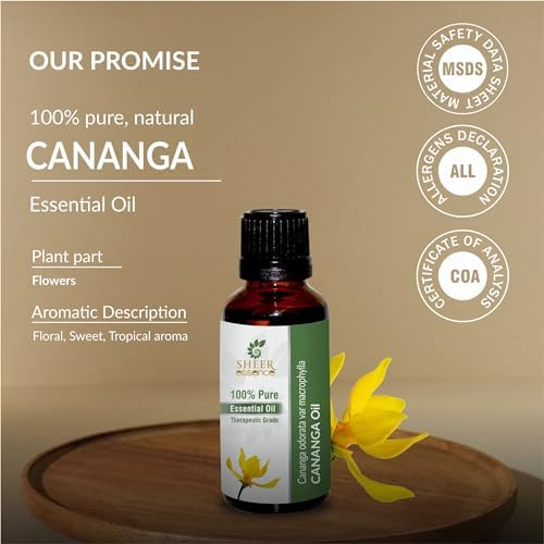 Cananga Oil (Cananga Odorata VAR Macrophylla) Essential Oil 100% Pure Natural Undiluted Uncut Therapeutic Grade Oil 3.38 FL.OZ