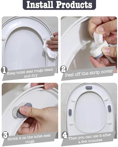 Toilet Seat Bumpers for Use With Bidet, Suitable for Bidet Kits, Toilet Seat Spacers, Stops Sliding & Wobbling, Premium Adhesive Pads - 4 Pack