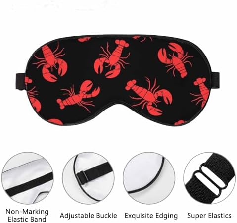 Red Lobster Sleep Eye Mask Sea Fish Men Women Sleep Mask with Adjustable Strap Eye Cover Eye Shade for Travel, Nap,Meditation
