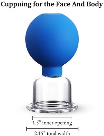 Nuanchu Facial Cupping Cup Glass Face Cup Silicone Cupping Massage Vacuum Suction Mug for Body Face Leg Arm Back Shoulder Muscle and Joint(Blue,1.5 Inch Diameter)