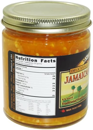 Jamaican Yellow Scotch Bonnet Fermented Pepper Mash by Magic Plant - 9 Oz Jar, Exotic Chili Sauce with Fiery and Fruity Caribbean Flavors, All Natural