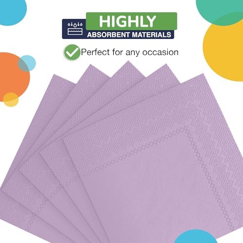 Party Solids Lavender Napkins Disposable Everyday 50 Pcs 2 Ply Lavender Dinner Napkins Paper Everyday For Parties & Party Supplies