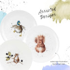 Portmeirion Royal Worcester Wrendale Designs Fine Bone China Coupe Plate, Set of 2-8 Inch Plates with Assorted Animal Designs - Hare, Duck, Hamster, Squirrel - Christmas Tableware for Cozy Dining