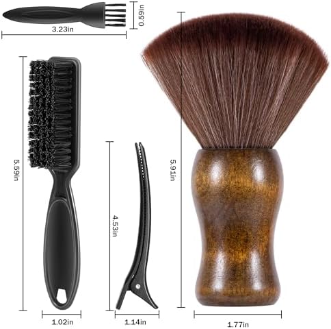 SALONSILK Barber Neck Duster Shaving Brush Set, 5 in 1 Professional Barber Accessories Cleaning Supplies, Hair Cutting Cleaning Hairbrush Styling Tool
