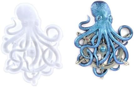 TEHAUX Octopus Silicone Mold for Epoxy Resin Crafts 3D Ocean Animal Casting Mold DIY Art Projects 8.39X6.30X0.87 Inches