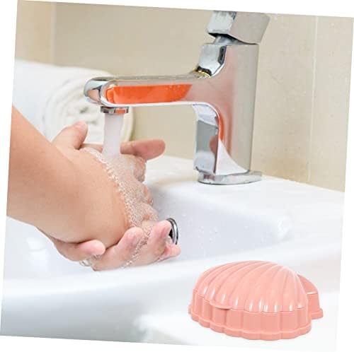 Cabilock 2 Pcs Pink Shell Shaped Soap Holders PP Material Self Draining Soap Dishes for Bathroom Kitchen Bar Organizer for Small Items