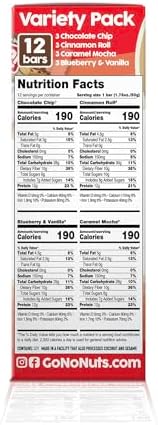 No Nuts! Protein Bar Variety Pack – 12 Count | Nut-Free & School-Safe | Chocolate Chip, Caramel Mocha, Cinnamon Roll & Blueberry Vanilla | Dairy-Free, Vegan, Non-GMO, Organic, Kosher