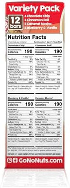 No Nuts! Protein Bar Variety Pack – 12 Count | Nut-Free & School-Safe | Chocolate Chip, Caramel Mocha, Cinnamon Roll & Blueberry Vanilla | Dairy-Free, Vegan, Non-GMO, Organic, Kosher