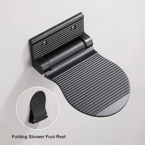 Shower Foot Rest for Shaving, Wall Mounted Folding Foot Stand for Bathroom, Black Metal