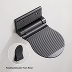 Shower Foot Rest for Shaving, Wall Mounted Folding Foot Stand for Bathroom, Black Metal