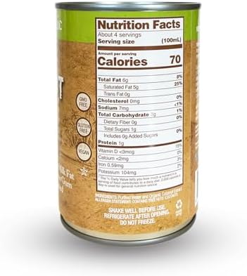 Organic Light Coconut Milk by Nature's Greatest Foods - 13.5 Oz - No Guar Gum, No Preservatives - Gluten Free, Vegan and Kosher- 5-7% Coconut Milk Fat, Unsweetened (12-Pack)