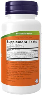NOW Foods Supplements, Peppermint Gels with Ginger & Fennel Oils, Enteric Coated, Digestive Support*, 90 Softgels