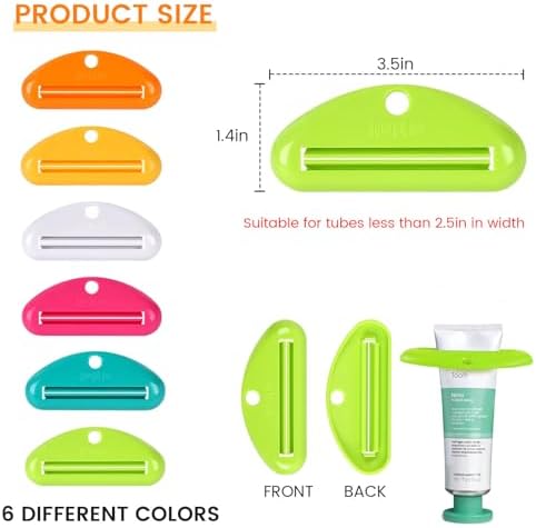 LOVEINUSA 6PCS Toothpaste Tube Squeezer Dispenser, Tooth Paste Roller Squeezer Holder for Saving Toothpaste Facial Cleanser Creams, Multicolor