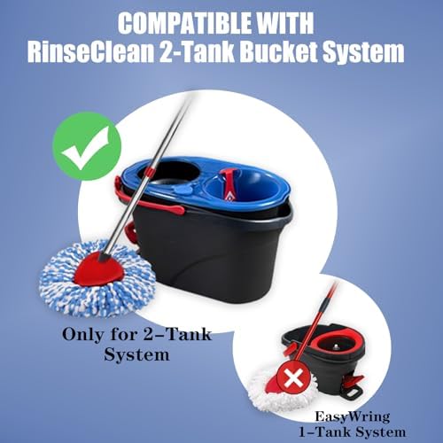 6 Pack Spin Mop Heads Replacements Compatible for O ceda RinseClean 2 Tank System, Microfiber Mop Refills Head for 4.33in Core,Easy to Replace and Deep Cleaning