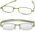 IF Compact Lenses Readers Slim Flat-Folding Unisex Reading Glasses - Olive,+1.5"