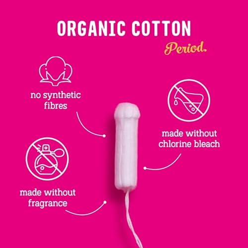 Flo - Organic Cotton Tampons for Women - 12 Pack (6 Super, 6 Super Plus) - Leak Proof - No Synthetic Fibers, Chlorine Bleach, Added Dyes - Bio-Plastic Applicator - Feminine Care - Vegan & Cruelty Free