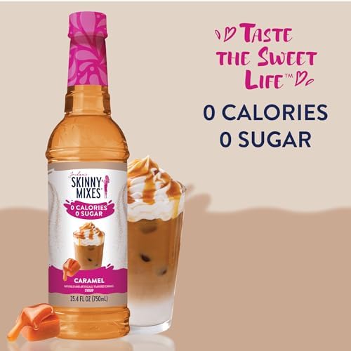 Jordan’s Skinny Mixes Sugar Free Coffee Syrup, Salted Caramel Coffee Flavoring Syrup, Zero Calorie Drink Mix, Lattes, Baking, Protein Shake or Cocktail, Dairy & Gluten Free, Kosher, 25.4 Fl Oz, 2 Pack