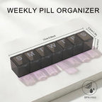 Weekly 7-Day Pill Organizer with Braille, Portable Medicine and Vitamin Planner Storage Box with Medium Compartments,Easy to Use,for Supplements and Fish Oils, Travel Friendly,BPA Free