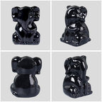 2 Inch Crystal Elephant Decor Statues, Black Obsidian Cute Sitting Elephant Figurines, Reiki Healing Crystal Carved Animal Statues, Home Office Desk Hand Carved Decor Gifts for Women