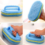 Cleaning Brush for Bathroom Kitchen Bathtub Toilet Cleaner Multi Function Handheld Cleaning Sponge Brush with Ergonomic Handle, Pink, 1PC