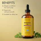 Majestic Pure Bhringraj Premium Carrier Oil 4oz (118ml) With Dropper for Hair Oiling, Scalp Massage & Skin Care